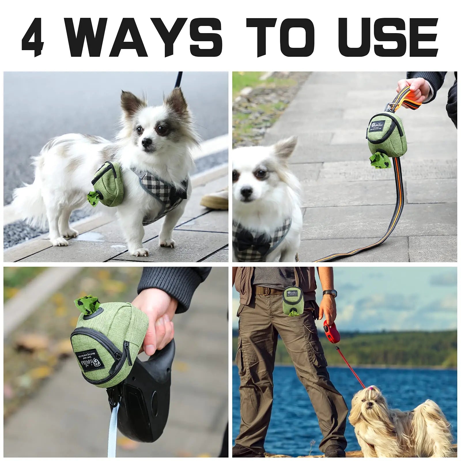 Portable Dog Treat Pouch with Poop Bag Dispenser