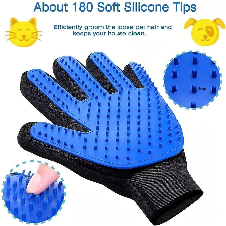 Pet Grooming Glove for Dog 2 Sided Massage Grooming Brush Bath Cleaning Gloves