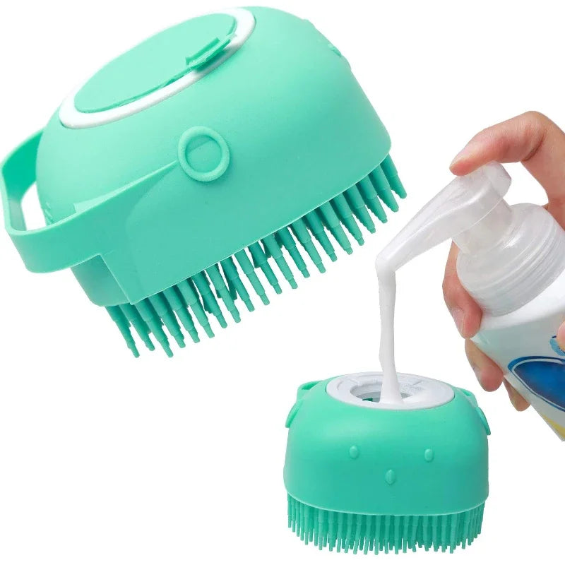 Silicone Pet Bath Brush with Soap Dispenser