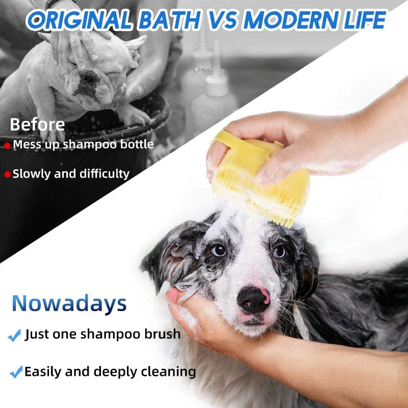 Silicone Pet Bath Brush with Soap Dispenser