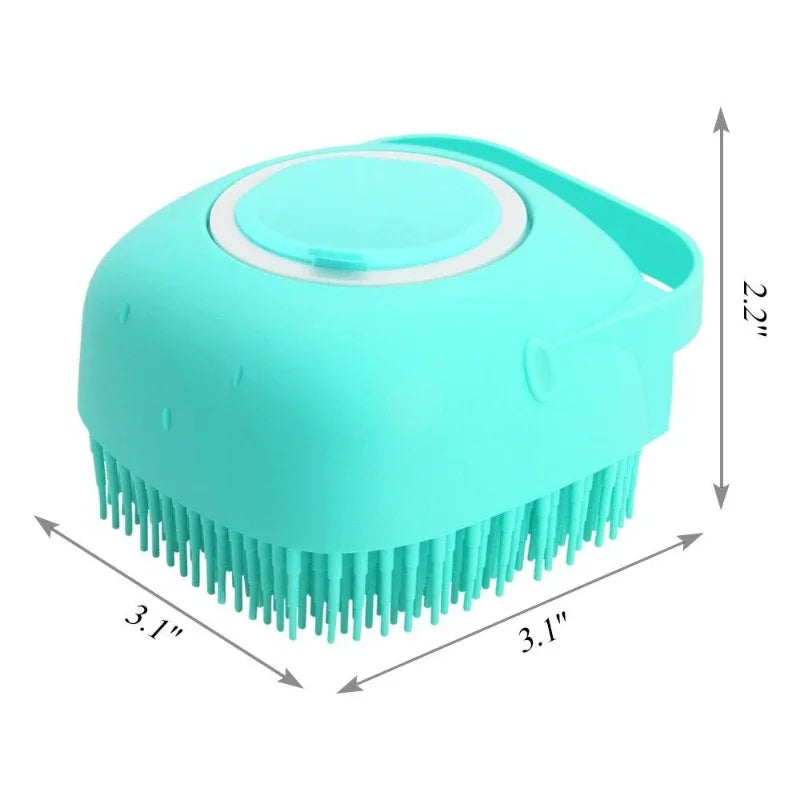 Silicone Pet Bath Brush with Soap Dispenser