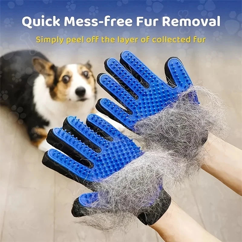 Pet Grooming Glove for Dog 2 Sided Massage Grooming Brush Bath Cleaning Gloves
