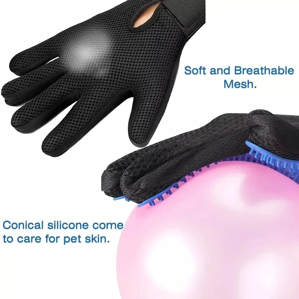 Pet Grooming Glove for Dog 2 Sided Massage Grooming Brush Bath Cleaning Gloves