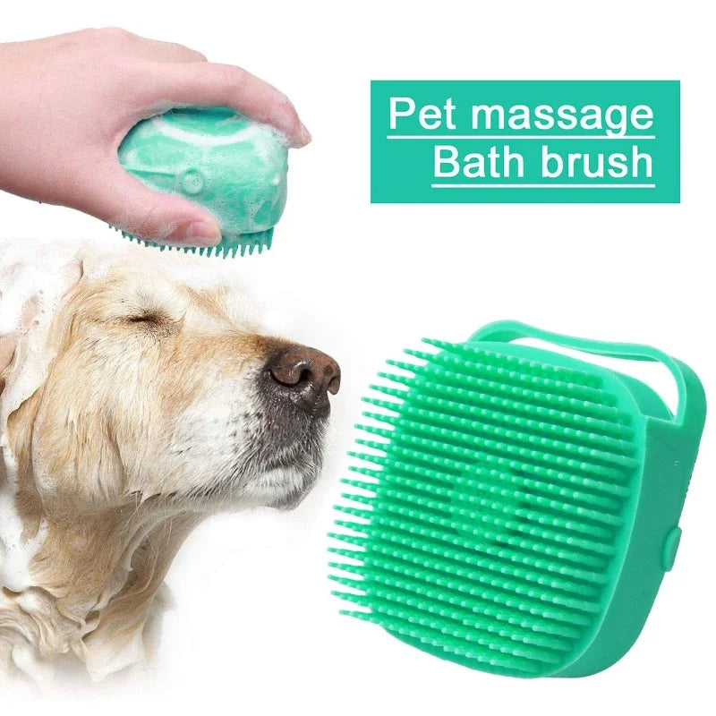Silicone Pet Bath Brush with Soap Dispenser