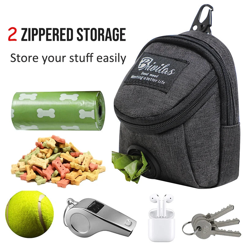 Portable Dog Treat Pouch with Poop Bag Dispenser