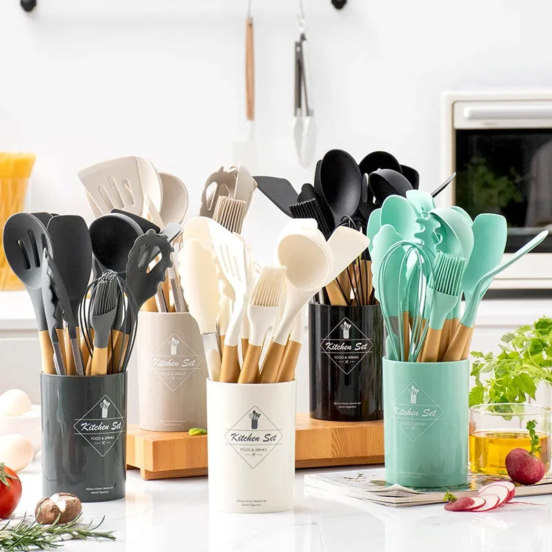 12PCS Food Grade Silicone Kitchen Utensils Kitchenware Set